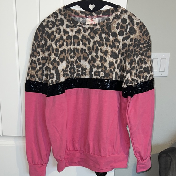 Ruffle Girl Tops - Leopard, Pink and Sequin Shirt